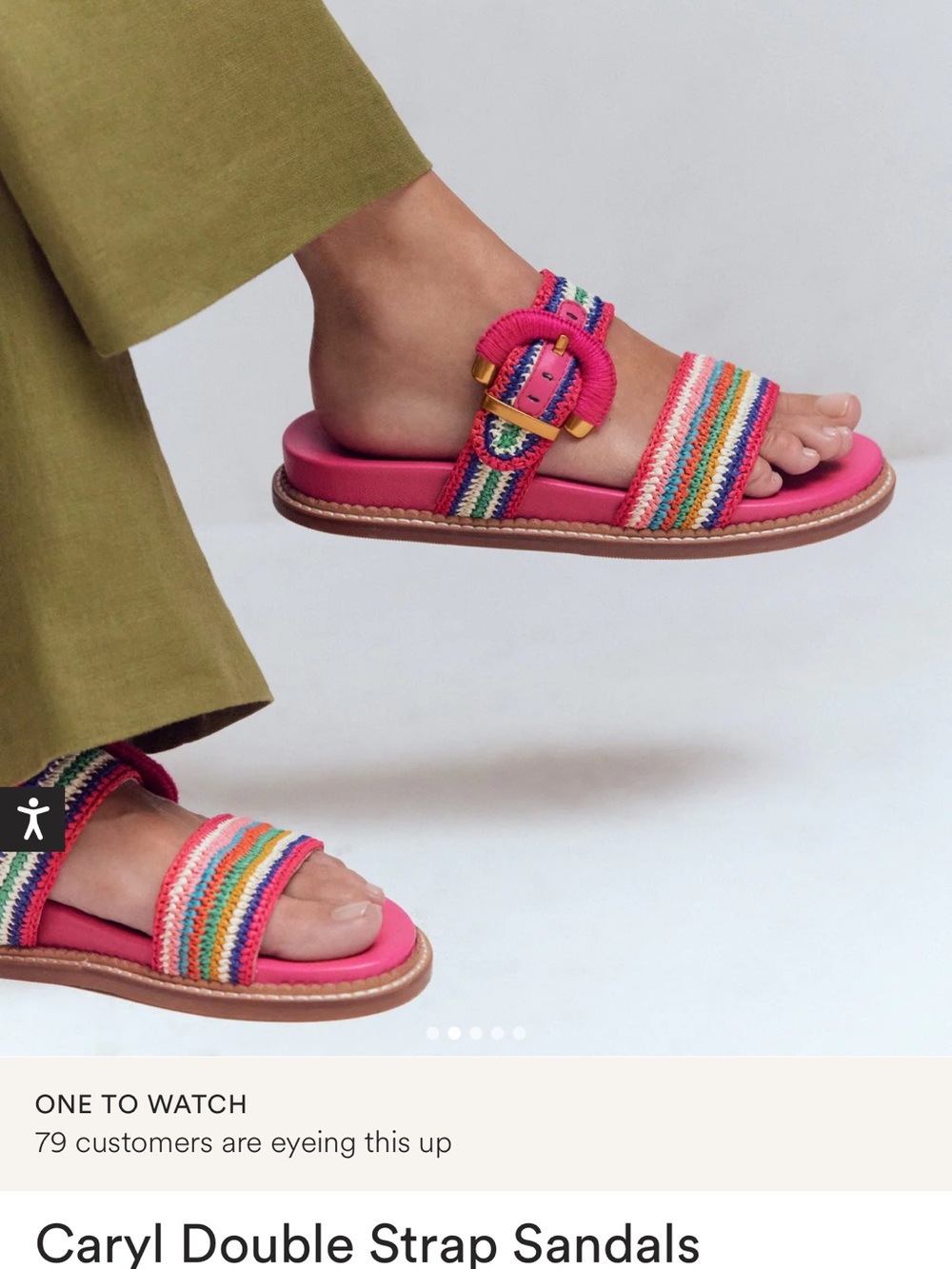 Boden Pink Multicolor Double-Strap Sandals